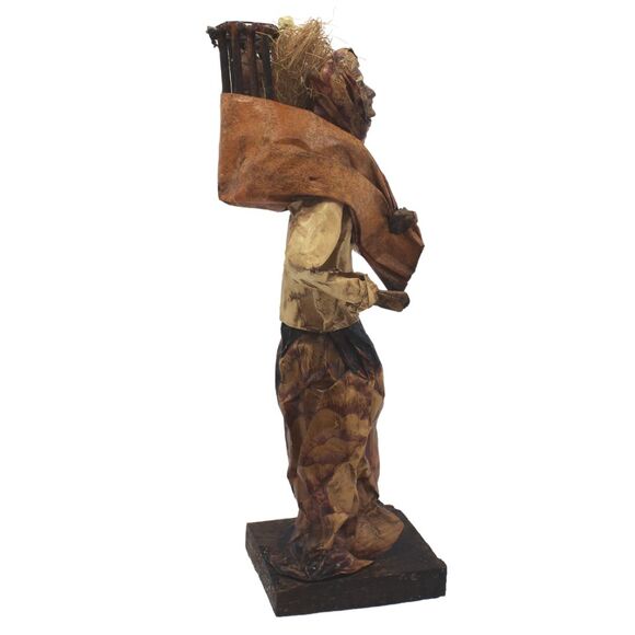 Vintage Mexican Folk Art Paper Mache Sculpture Woman Villager Figurine 11.5" - Picture 5 of 6